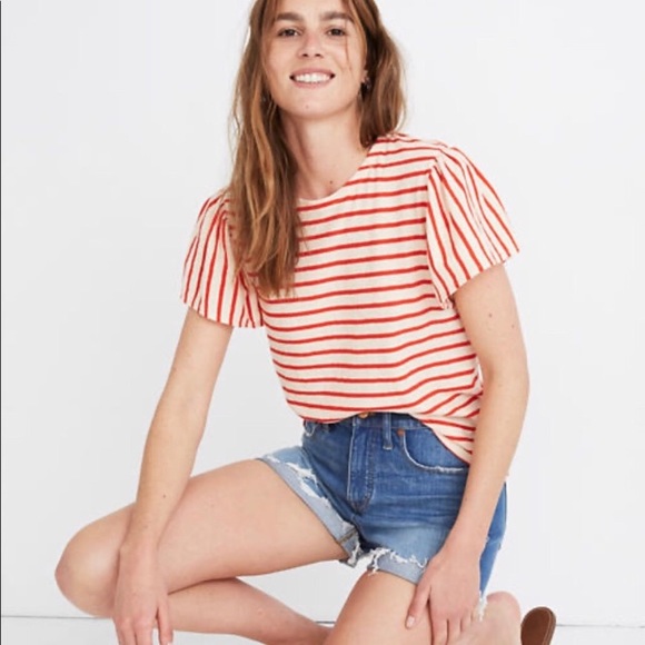 Madewell Tops - Madewell fluffer sleeve tee shirt Yorktown NWT